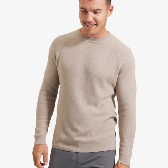 MIZZEN+MAIN Cassady Men's Beige Khaki Tan Crewneck Sweater - Picture 1 of 11